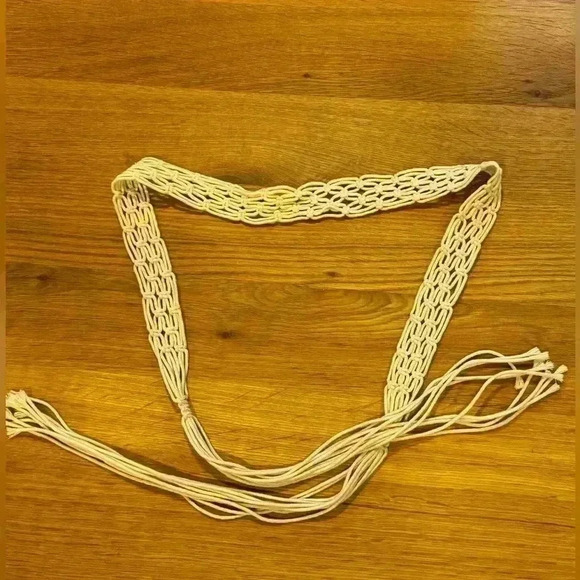 Woven belt cream color with tassel ends - 63” long - Picture 1 of 2